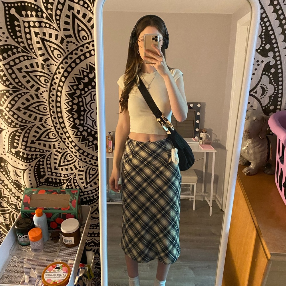 Plaid Midi Skirt Vintage